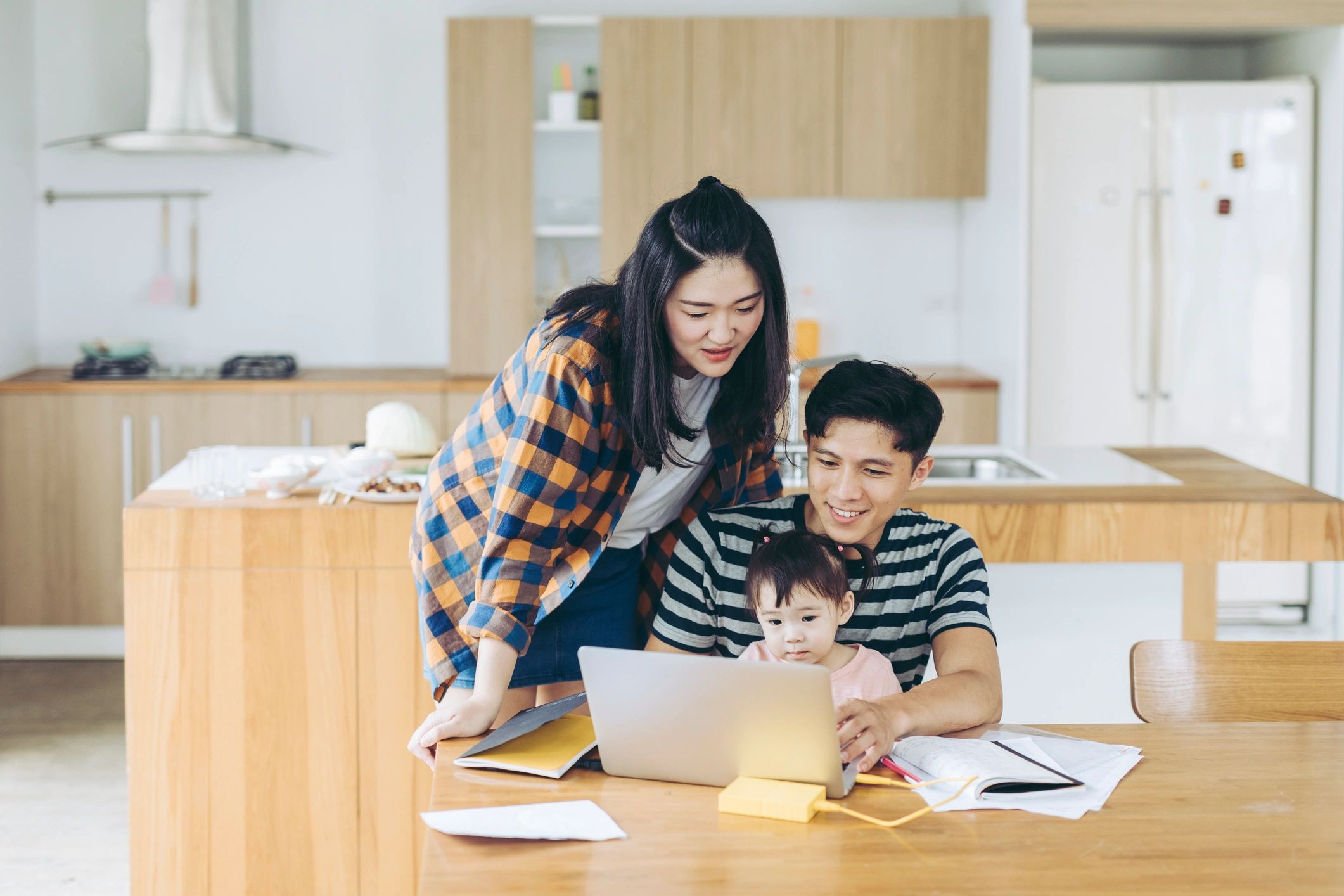 Family on a video call staying connected