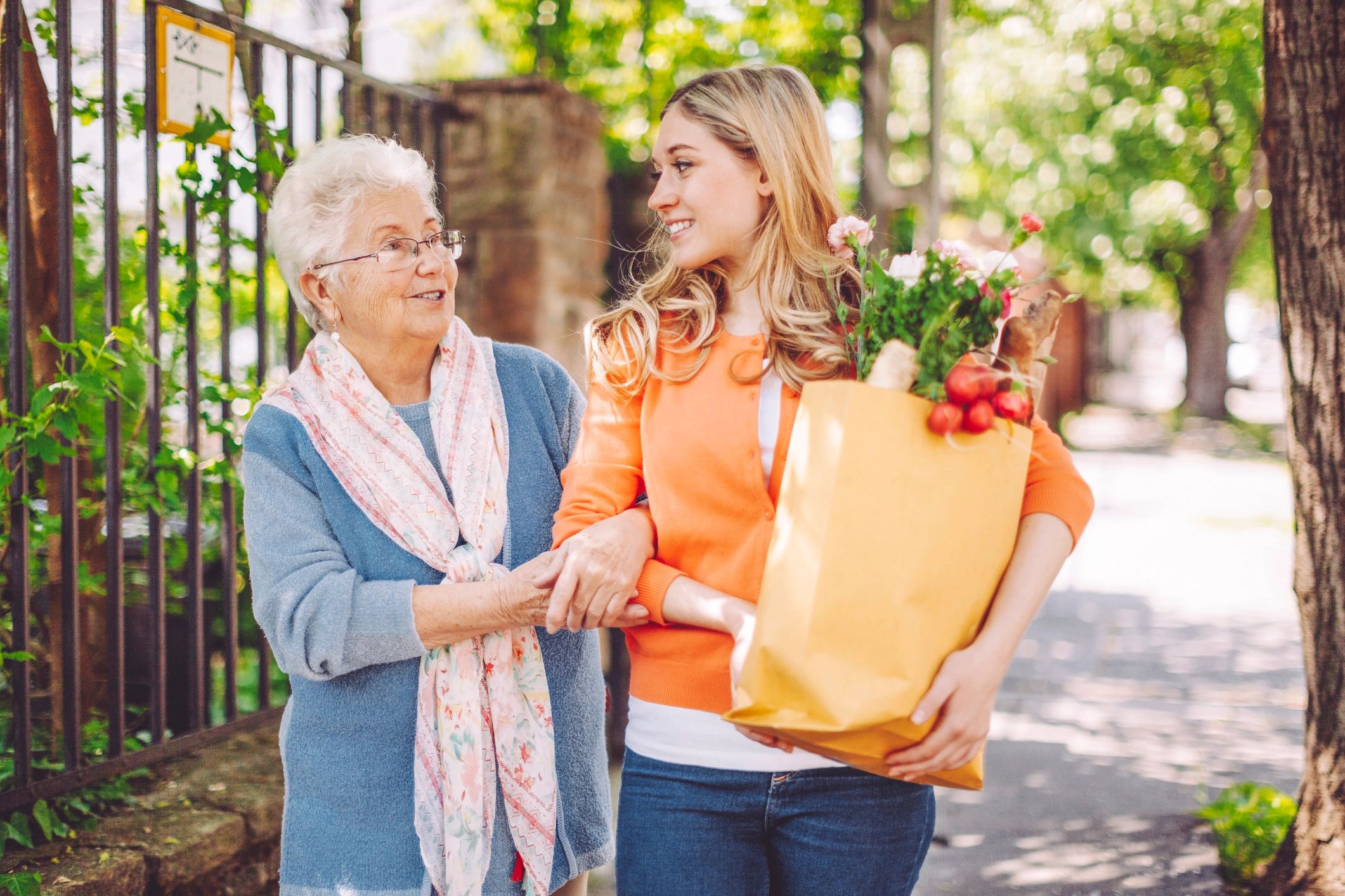 Granddaughter shopping for her grandmother